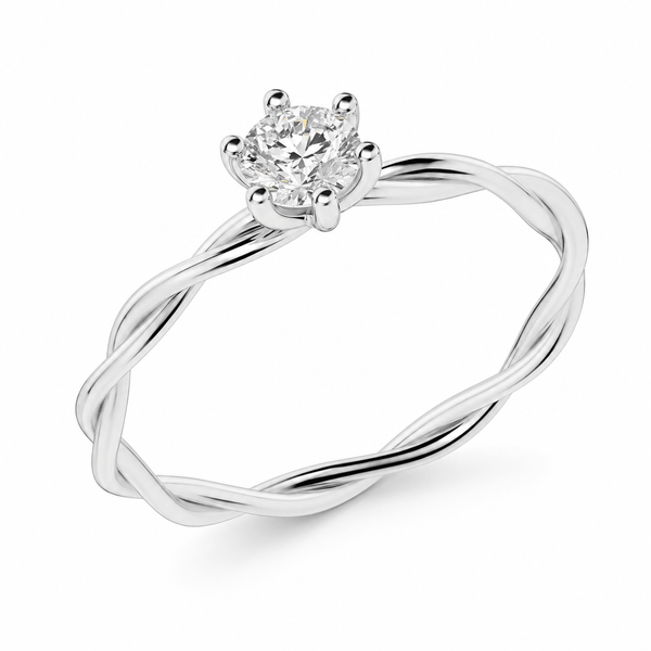 PSW Twist Kordel Solitär Verlobungsring – 6 Krappen - PSW - Pforzheimer Schmuck Werke